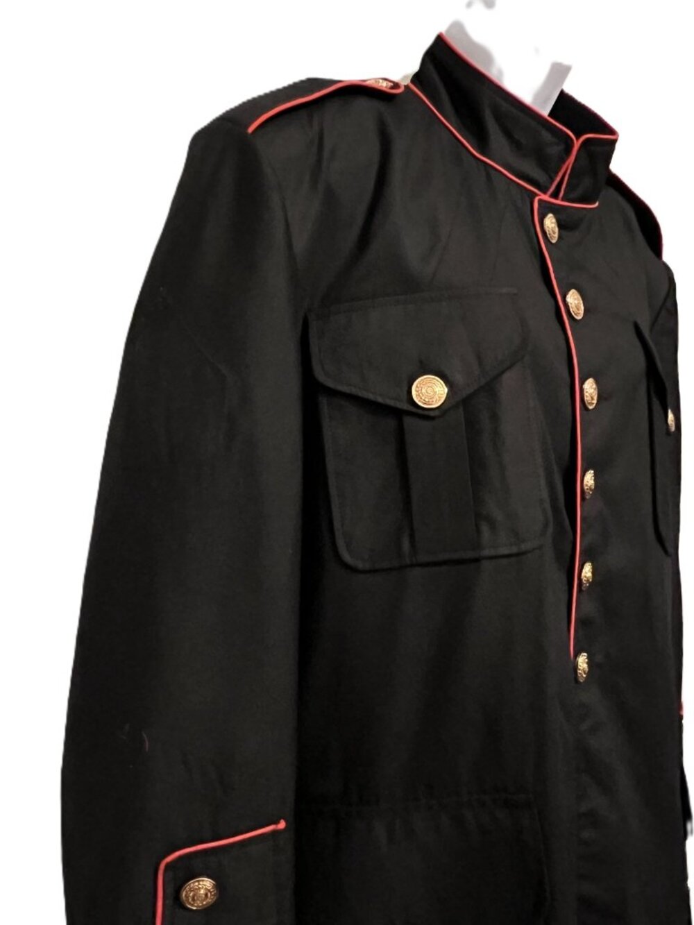 Theatrical Costume Military Marine-like Jacket Black/Red Piping/Gold Buttons - Picture 7 of 7